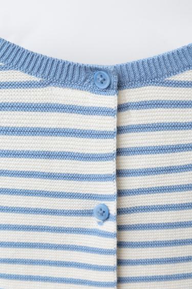 COMBINAISON COURTE EN MAILLE À RAYURES ET PIÈCE LAPIN - Écru / Bleu de Zara - Image 3