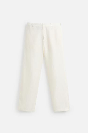 100% LINEN TROUSERS - White by Zara