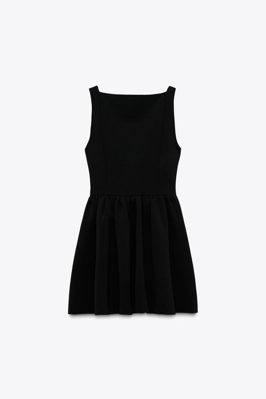 GATHERED SKATER DRESS
