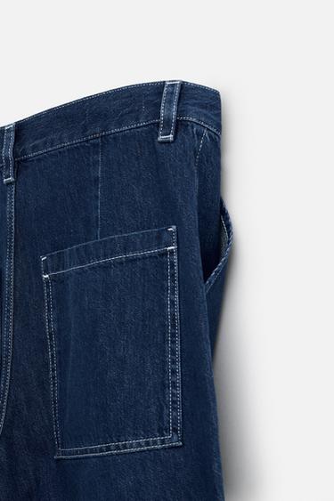 WIDE-LEG JEANS WITH TOPSTITCHING - Blue by Zara - Image 8