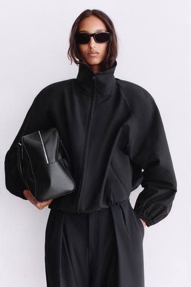 TECHNICAL FABRIC JACKET WITH SHOULDER PADS - Black by Zara