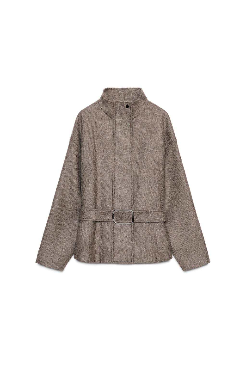 BELTED WOOL BLEND SHORT COAT - image 3