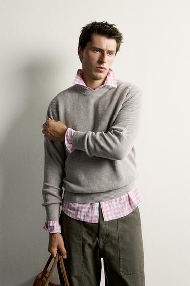 PURL KNIT REGULAR FIT JUMPER - Grey marl by Zara