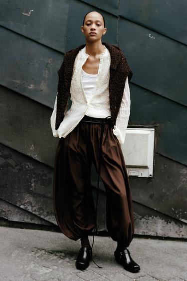 ZW COLLECTION BALLOON TROUSERS - Light brown by Zara