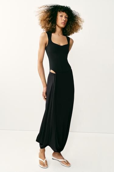 Zara STRETCH SQUARE NECK BODYSUIT - Black