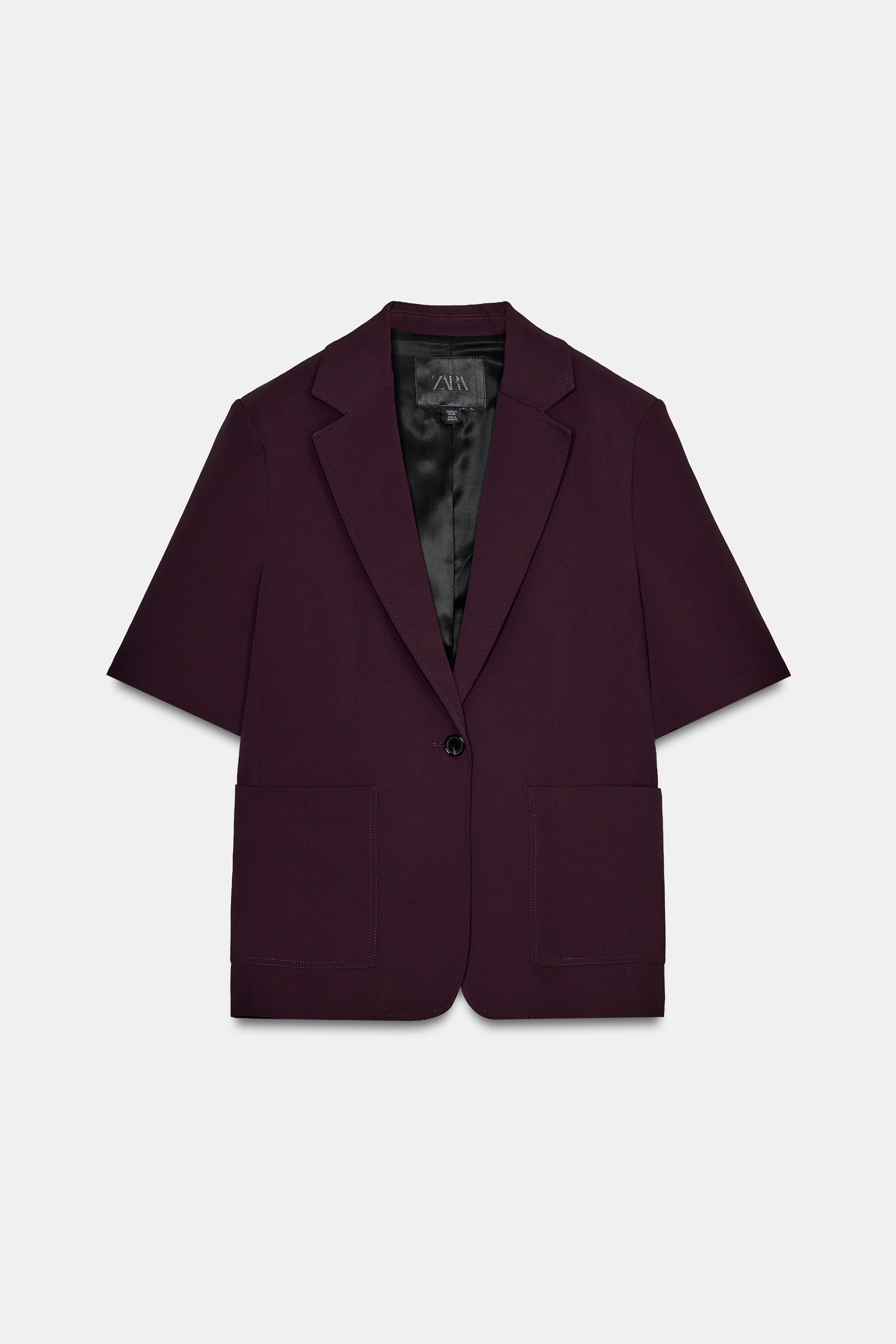 BLAZER MANGA CURTA ZW COLLECTION - Bordô | ZARA Brasil