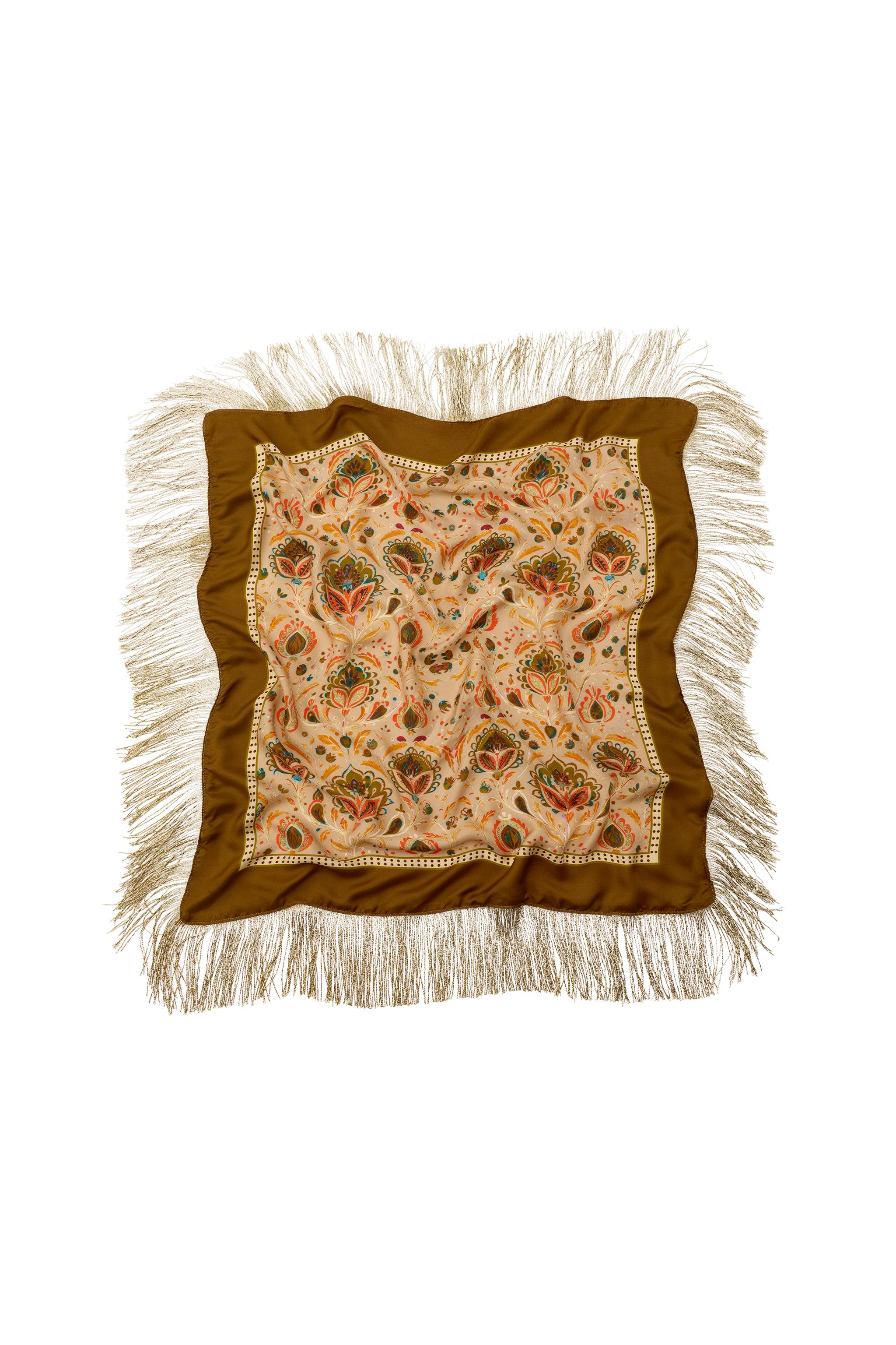 VISCOSE SILK FRINGED PRINTED SCARF - Ecru | ZARA United States