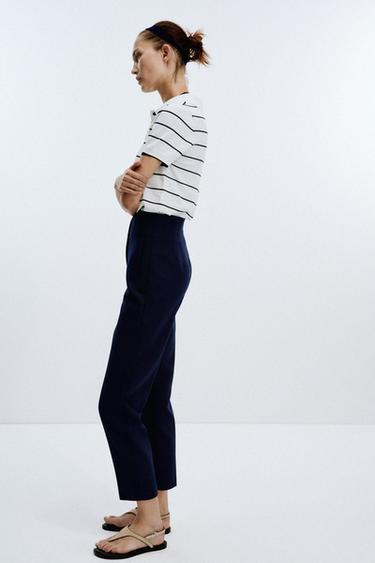 HIGH-WAIST TROUSERS - Navy blue by Zara - Image 7
