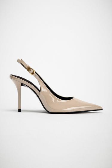 SLINGBACK HIGH-HEEL SHOES - Taupe Grey by Zara