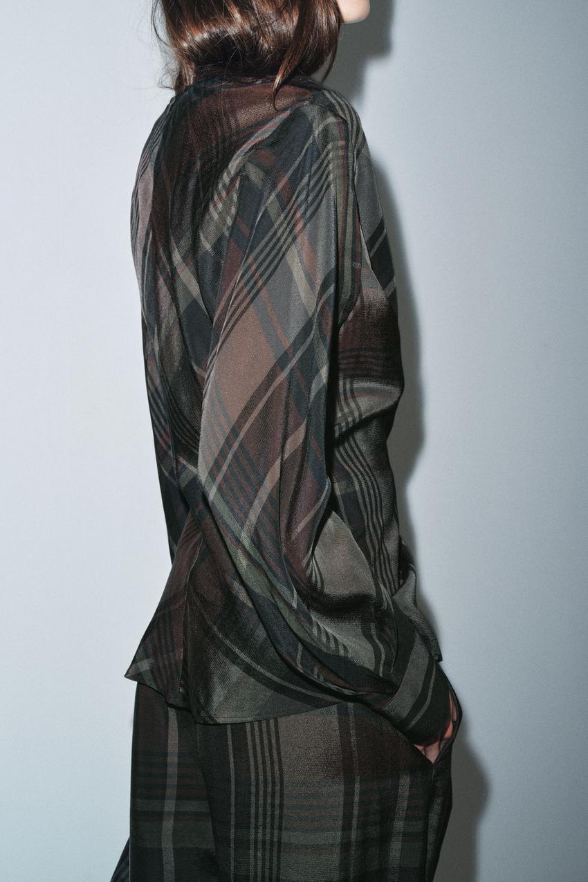 ZW COLLECTION PLAID DRAPED TOP