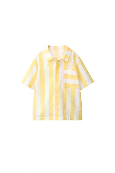 CAMISA SEERSUCKER RAYAS - Amarillo de Zara