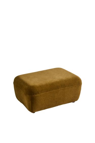 VELVET FOOTSTOOL - Olive green by Zara
