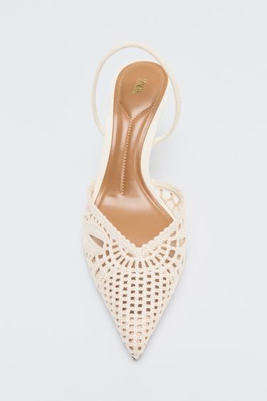 CHAUSSURES À TALONS AJOURÉS - Blanc écru de Zara