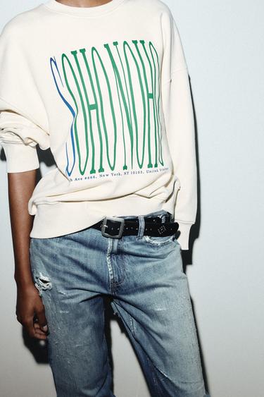 SWEAT À INSCRIPTION - Écru de Zara - Image 2