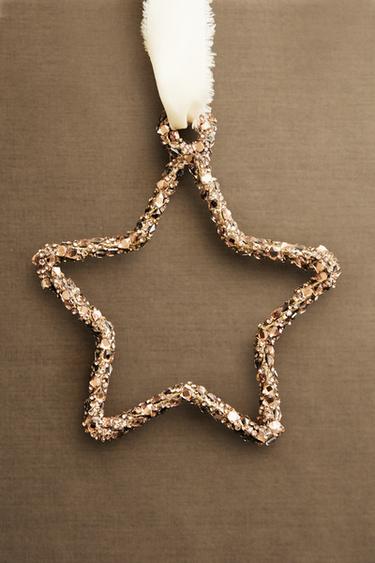 GOLD STAR STRUCTURE CHRISTMAS TREE DECORATION - Gold by Zara