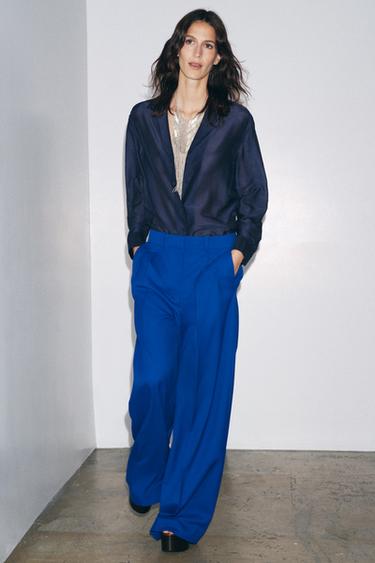 ZW COLLECTION WIDE-LEG DARTED TROUSERS - Blue by Zara - Image 1