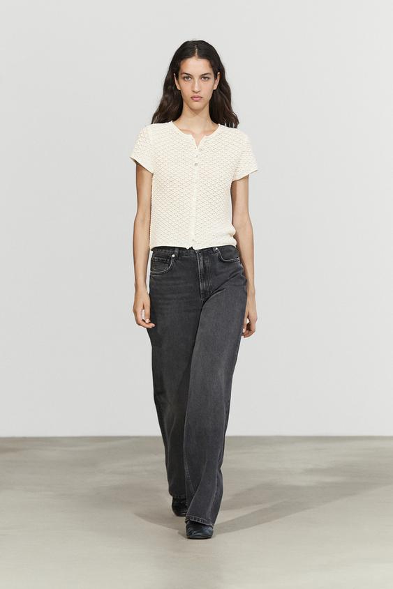 Zara Crochet knit cardigan - Ecru - Image 0