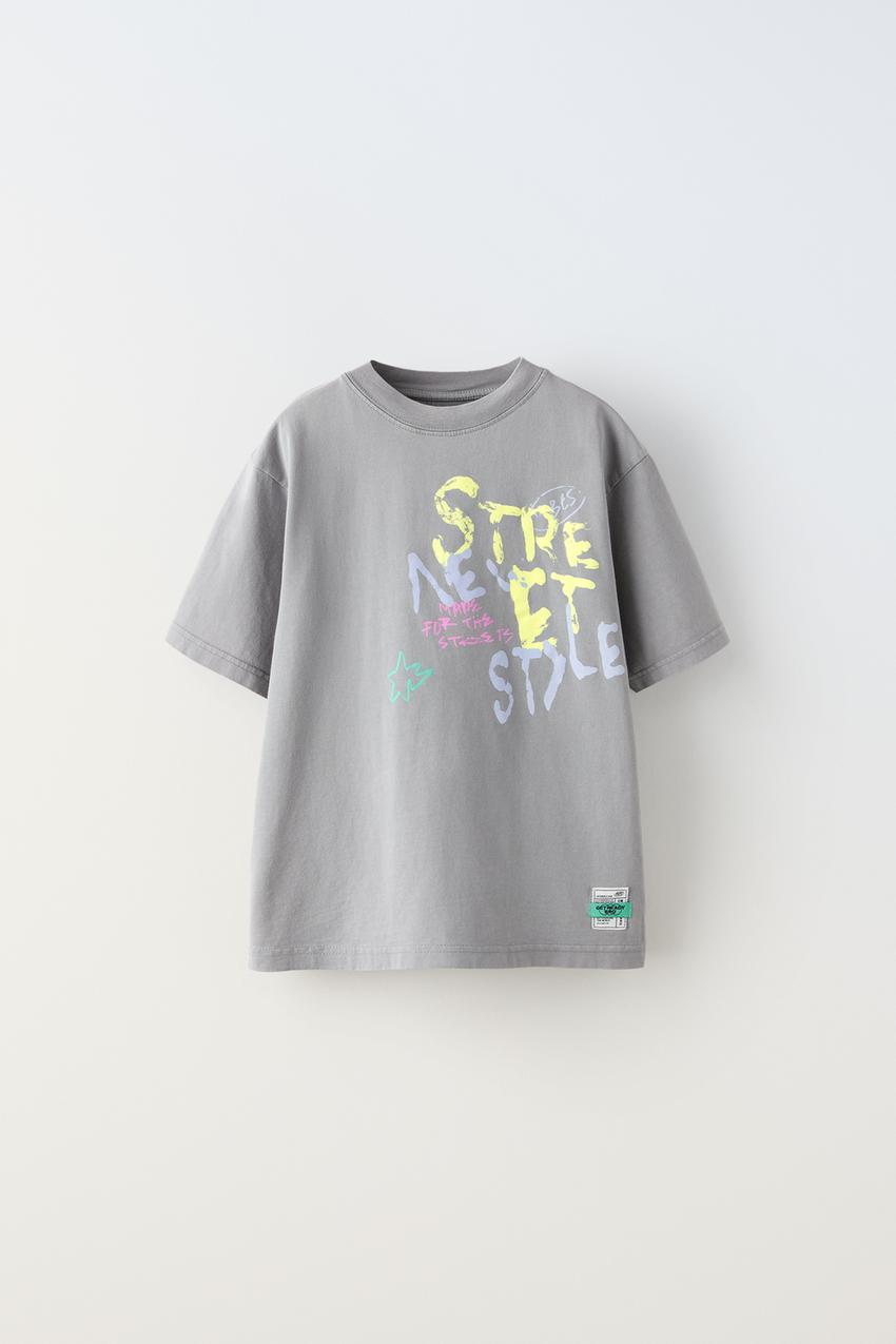 グラフィックプリントTシャツ - ミディアムグレー | ZARA Japan / 日本 