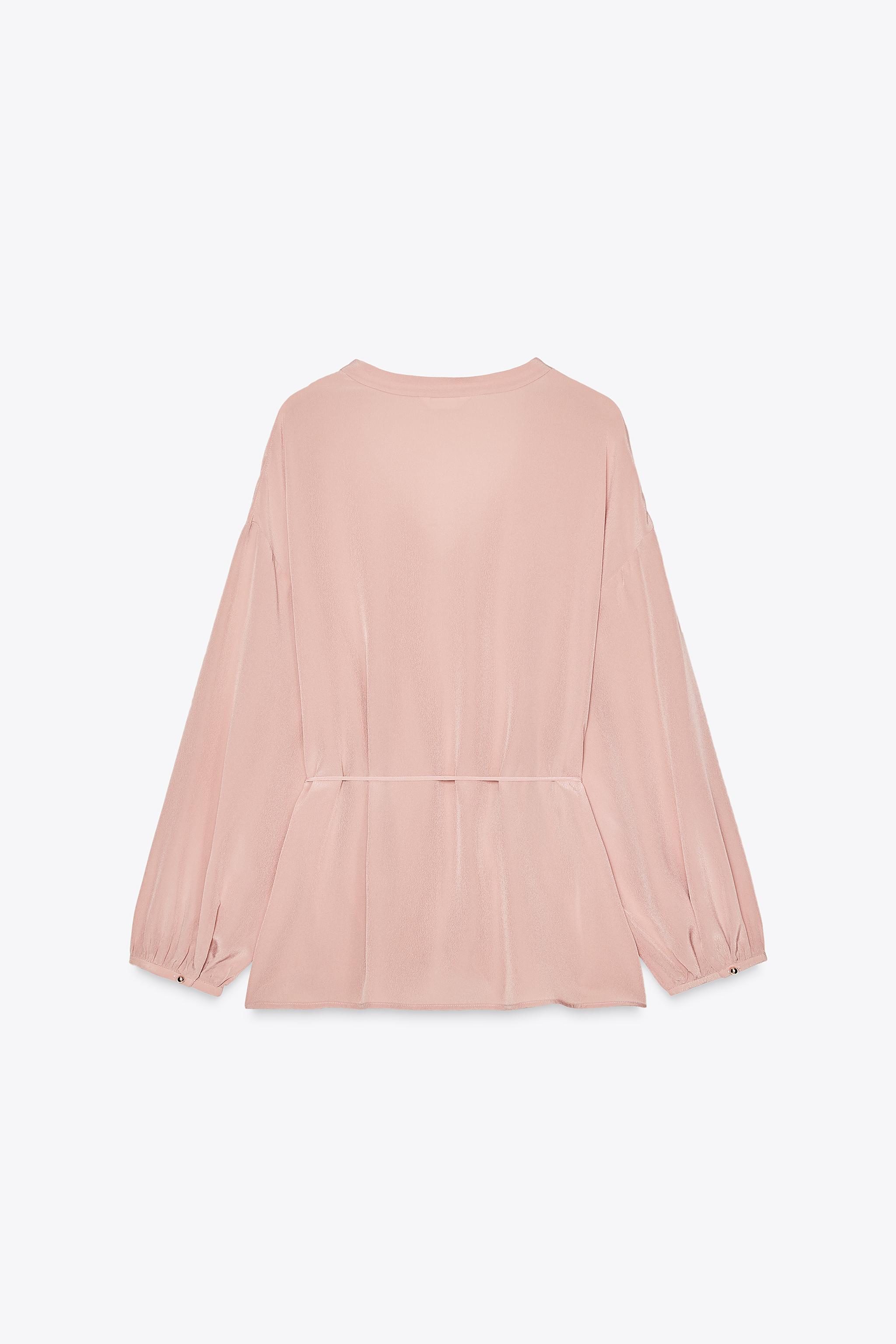 トップス theredthread S front belt blouse THIN BELT BLOUSE - Beige-pink | ZARA United States