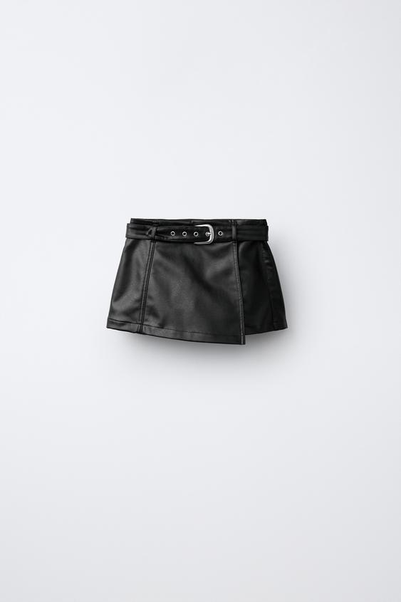 ЮБКА-ШОРТЫ ИЗ ИСКУССТВЕННОЙ КОЖИ — КОРИЧНЕВЫЙ от Zara — изображение 0