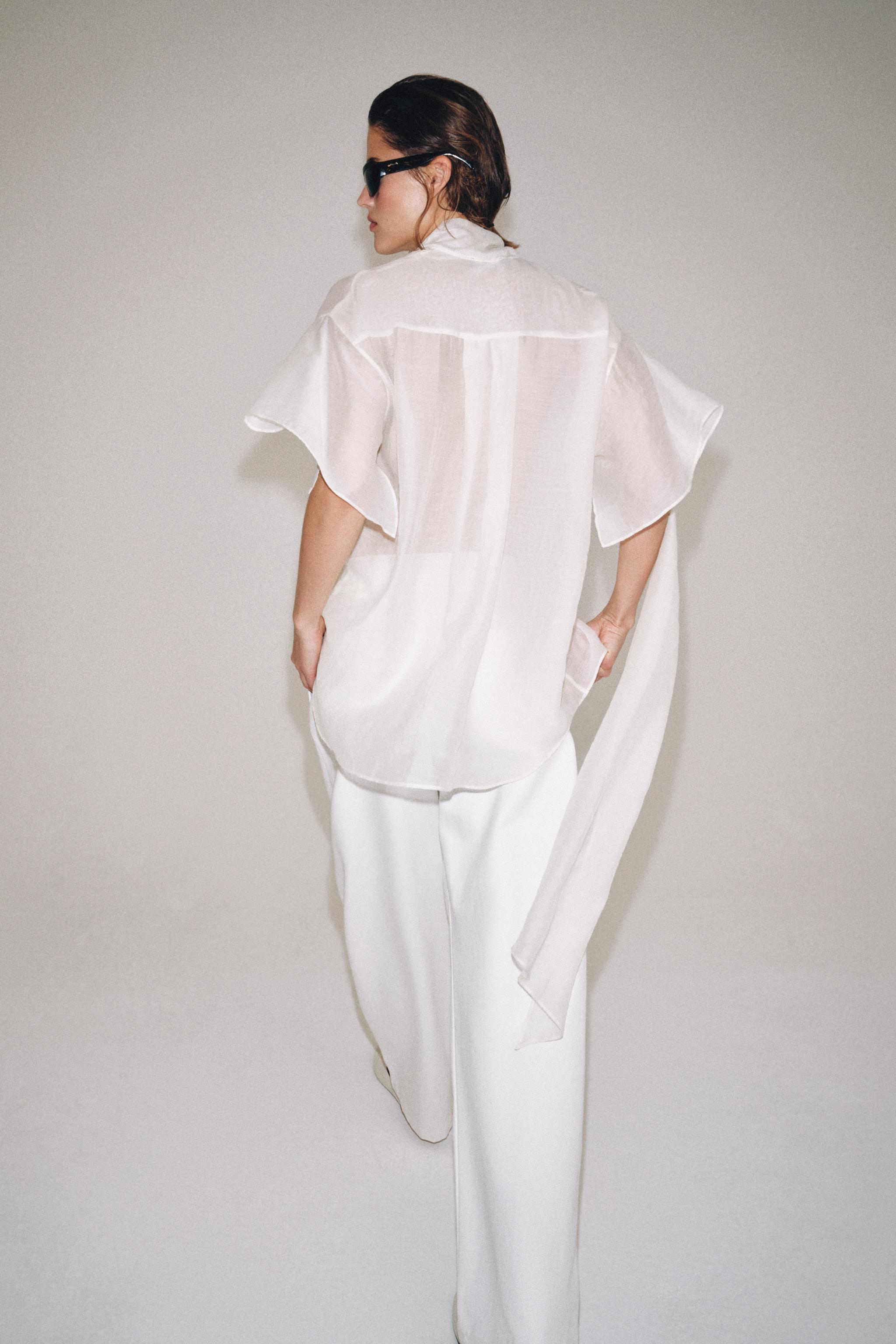 ZW COLLECTION SCARF SHIRT - White | ZARA United States