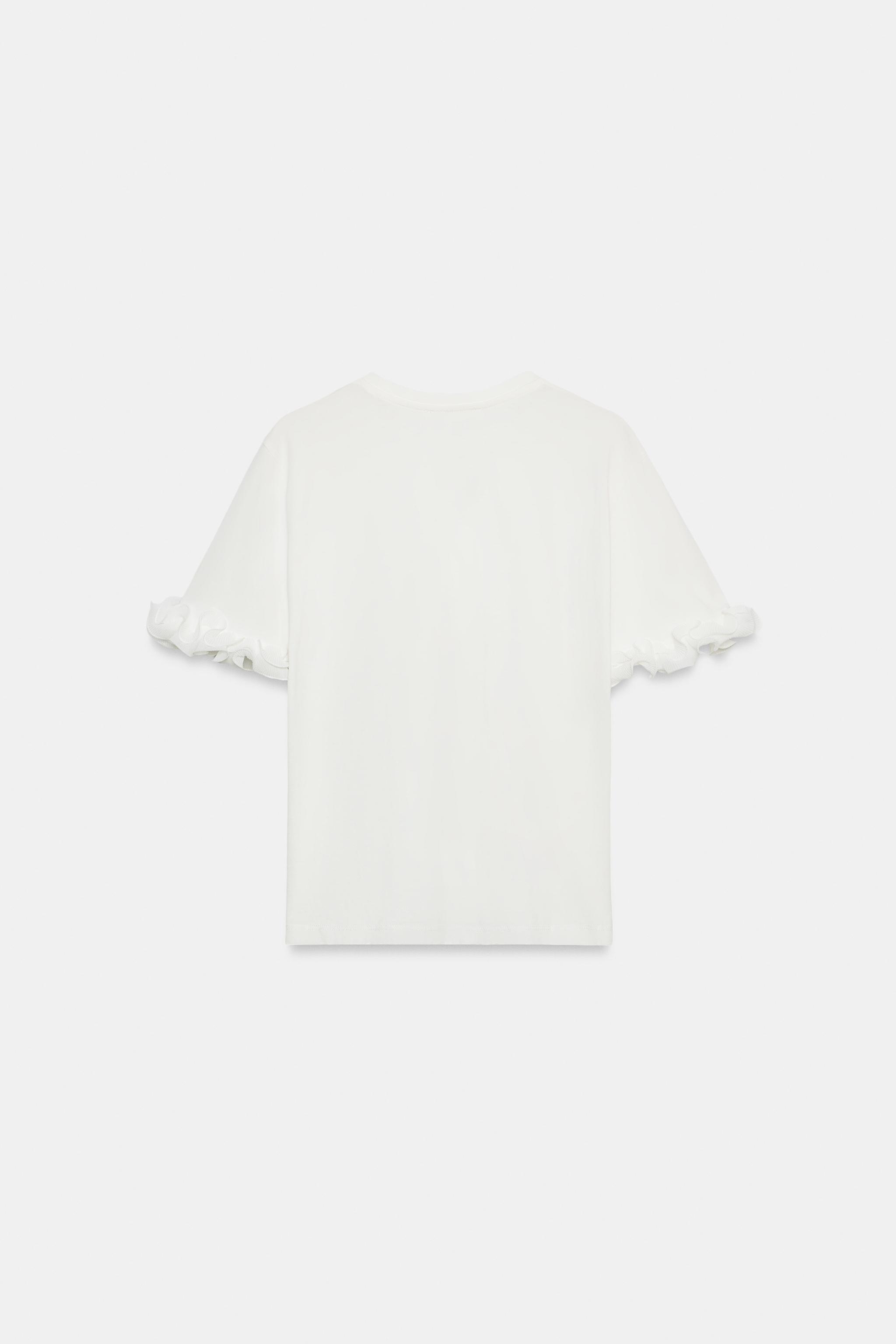 Женские футболки Zara COTTON RUFFLE T-SHIRT — фото 6