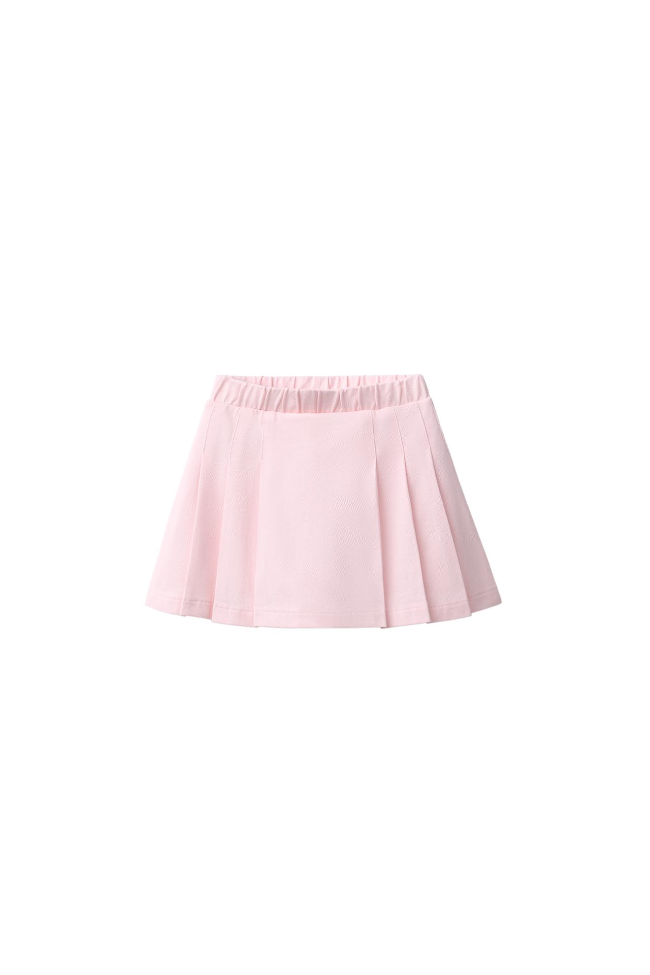 BOX PLEAT PIQUÉ SKORT — Light pink