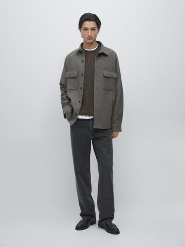 Zara Wool blend overshirt with pockets - Gray marl - Image 0