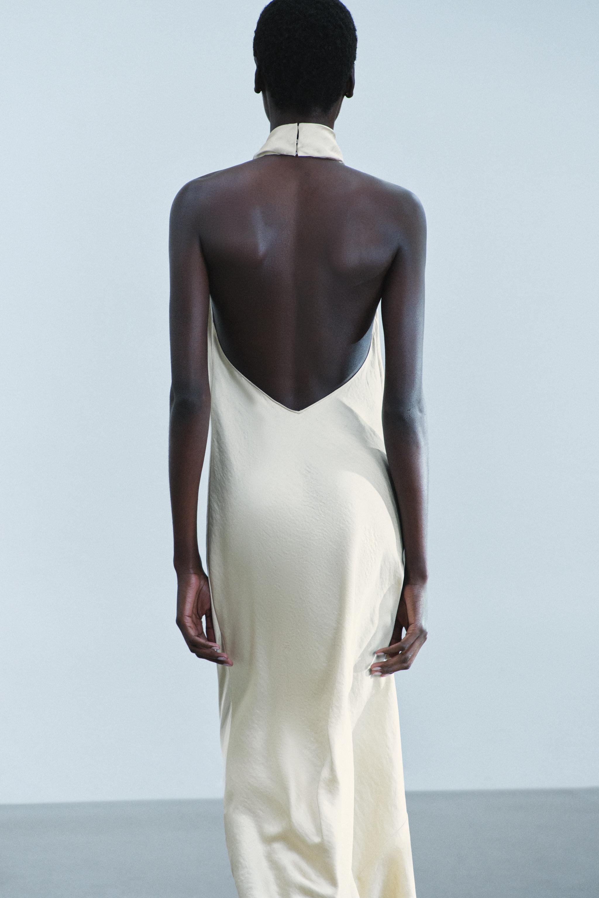 ZW COLLECTION HALTER SATIN MIDI DRESS
