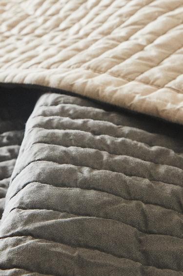 CHILDREN'S REVERSIBLE STRIPED QUILT - Grey / Beige by Zara - Image 6