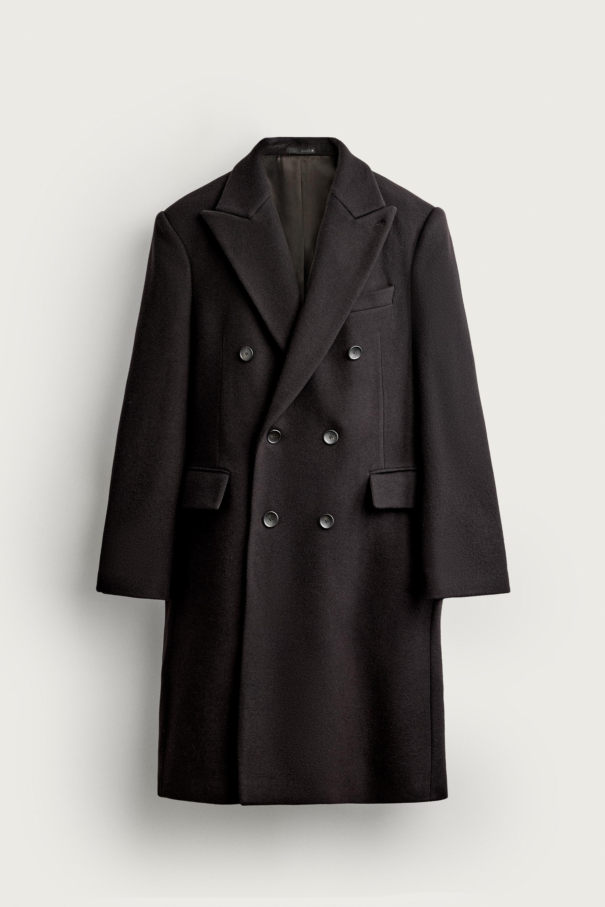 ウール混ダブルブレストコート - チョコレート | ZARA Japan / 日本