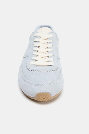 CONTRAST LEATHER TRAINERS - Light Blue by Zara - Image 6