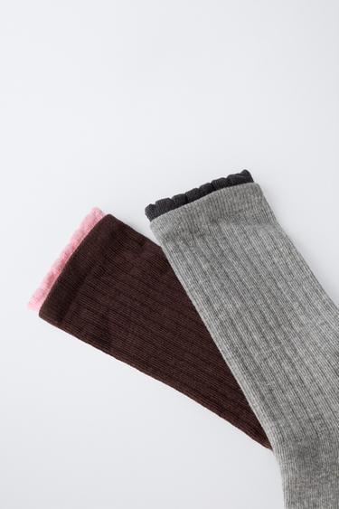 PACK OF TWO DOUBLE-EFFECT LONG SOCKS - Multicoloured by Zara - Image 2