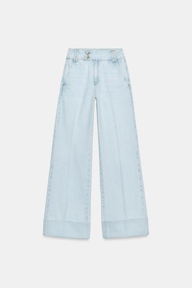 JEANS Z1975 STRAIGHT 로우라이즈 턴업 - Zara 라이트 블루