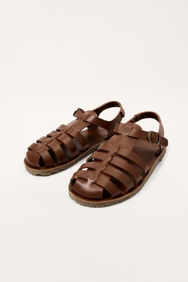 LEATHER CAGE SANDALS LIMITED EDITION - Brown by Zara - Image 5