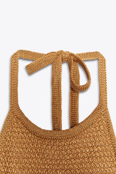 HALTER KNIT DRESS WITH CUT OUT DETAIL - Toffee by Zara - Image 3