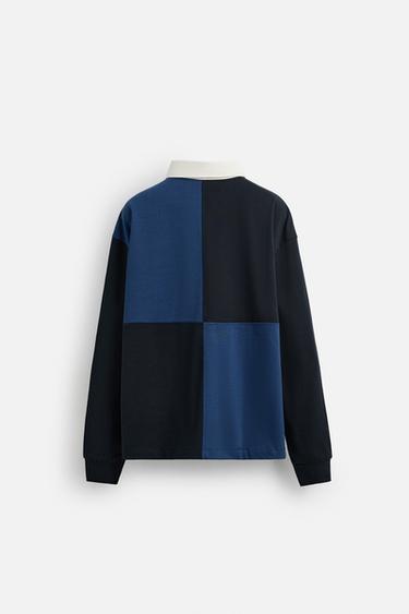 COLOUR BLOCK EMBROIDERED POLO SHIRT - Black by Zara - Image 7