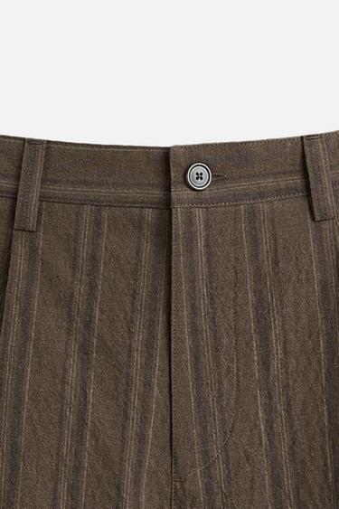 BERMUDA REGULAR FIT RAYURES - Marron de Zara - Image 8