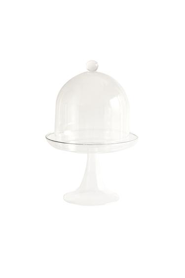 BOROSILICATE GLASS MINI CAKE STAND - Silver by Zara