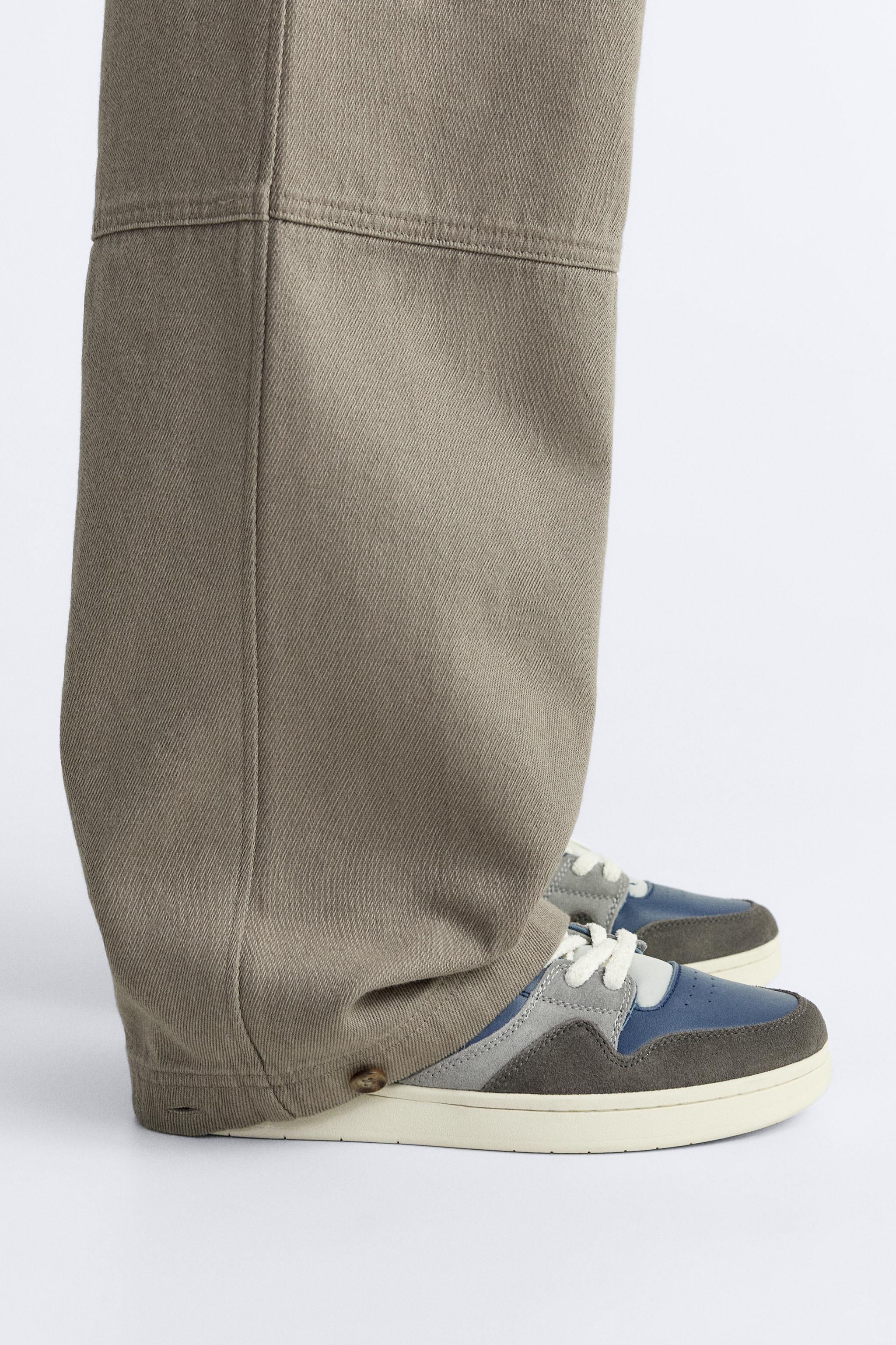 MULTI-PIECED LEATHER SNEAKERS - Blue | ZARA United States