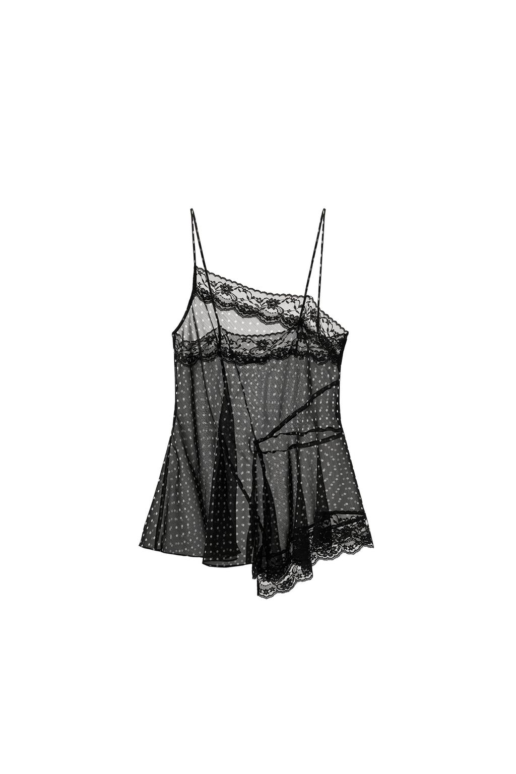 POLKA DOT PRINT LACE TOP - image 3