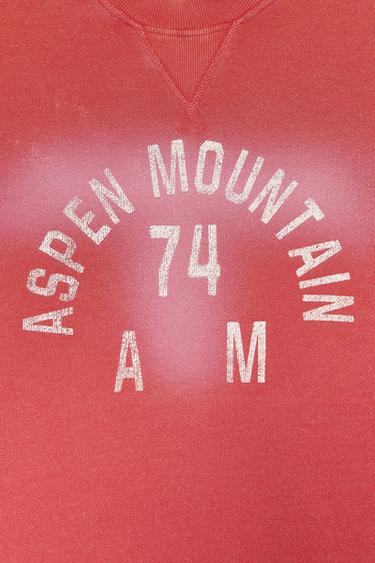 FADED-EFFECT SWEATSHIRT WITH SLOGAN - Red by Zara - Image 7