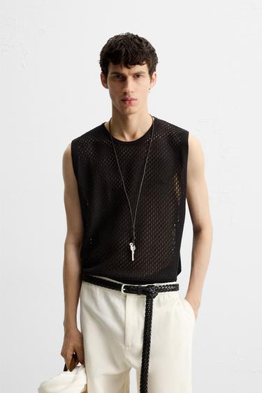 OPEN KNIT VEST - Black by Zara