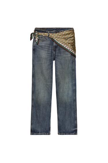 ZW COLLECTION BAGGY JEANS WITH SCARF DETAIL LOW-RISE