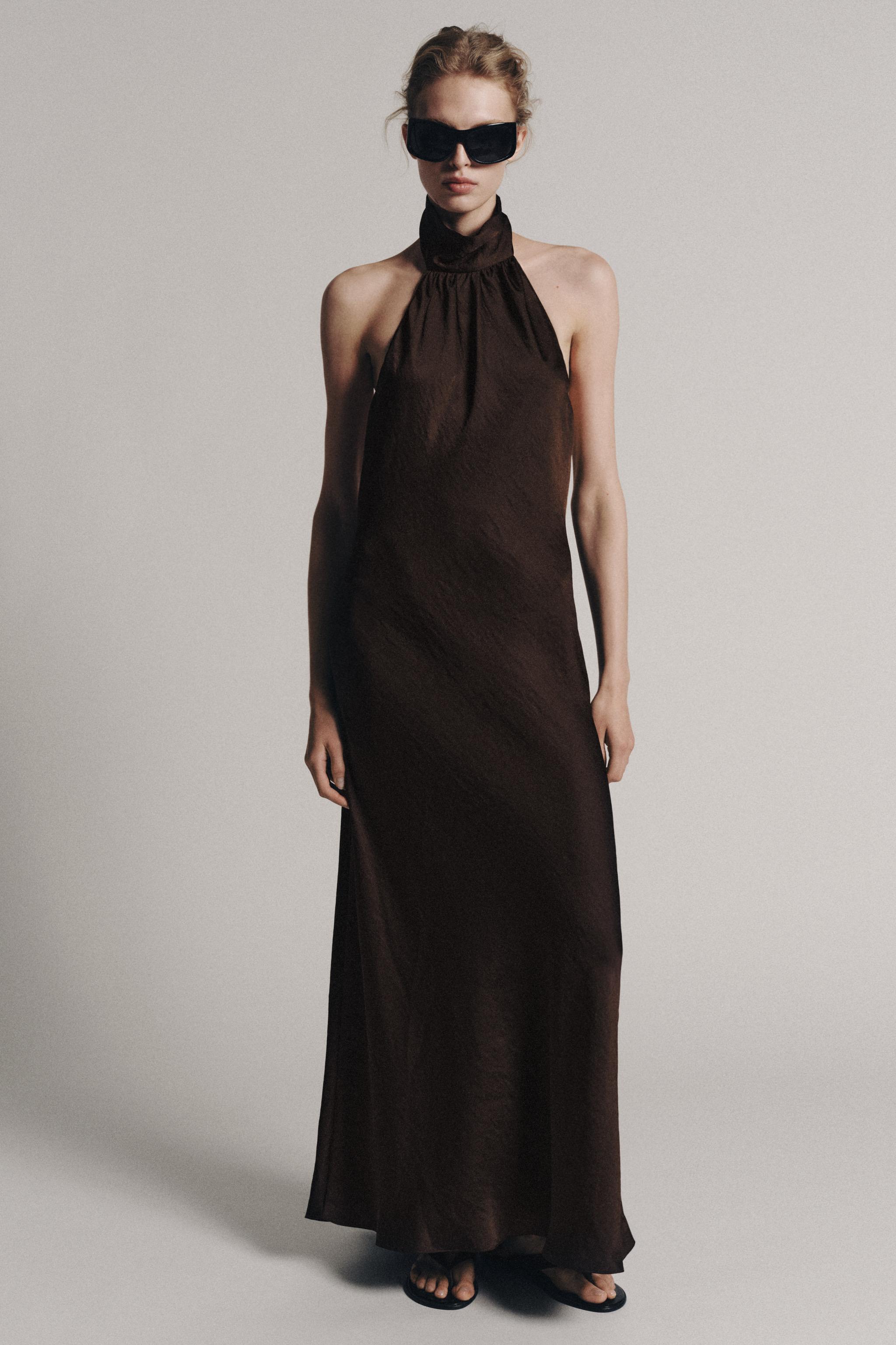 Женские платья Zara ZW COLLECTION HALTER NECK LONG DRESS — фото 2