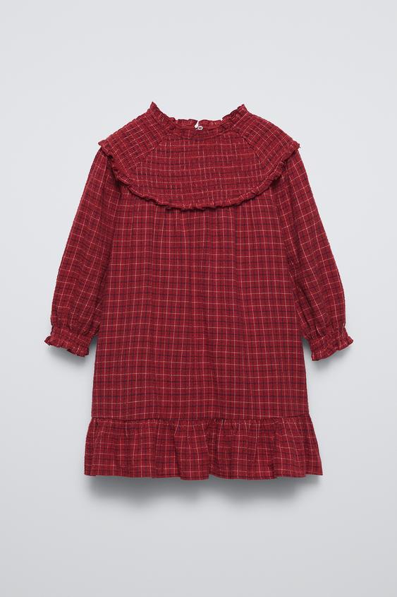 ROBE À CARREAUX - Rouge | ZARA France