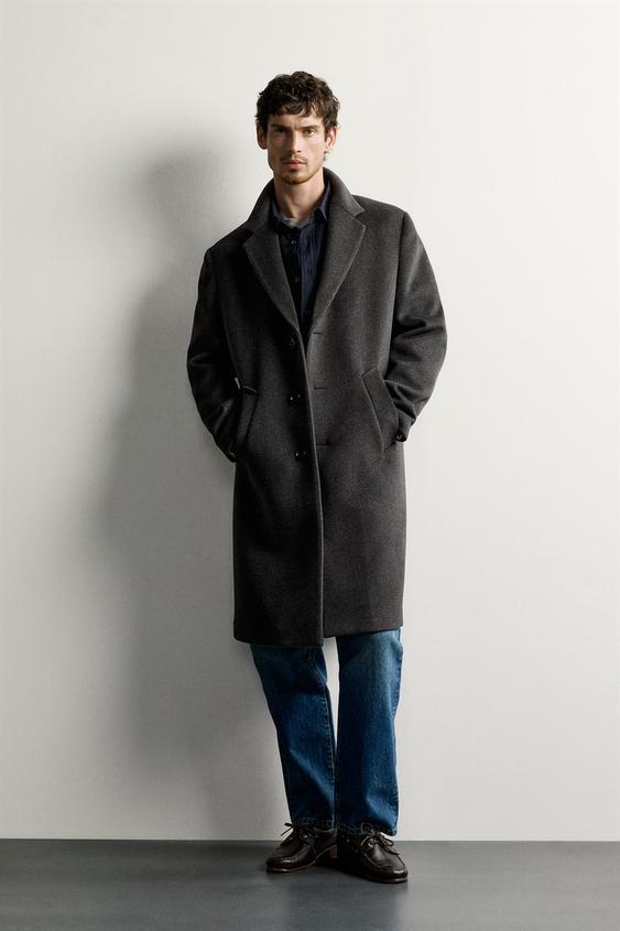 ABRIGO REGULAR FIT CON LANA - Marrón de Zara - Imagen 0