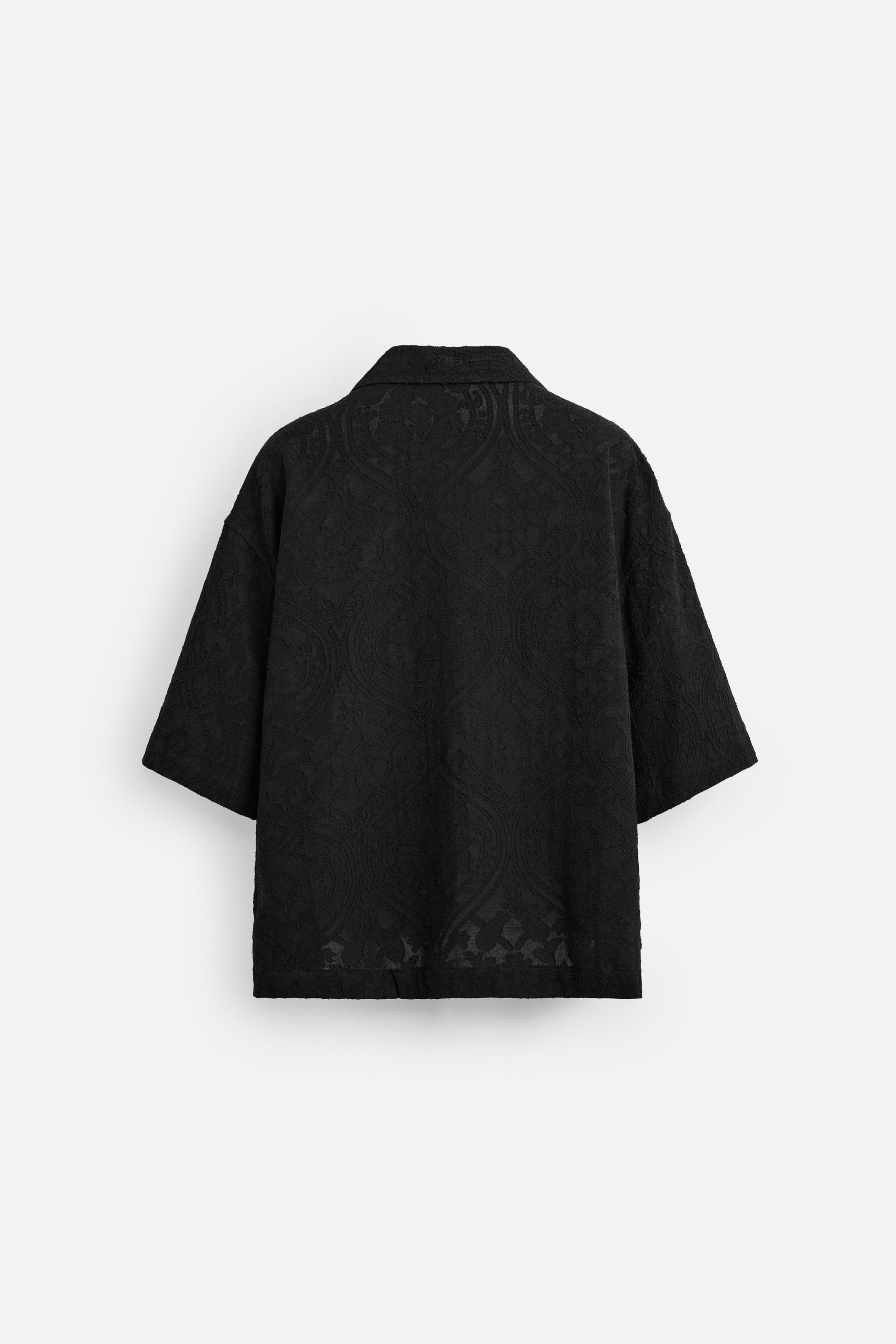 【ZARA】RELAXED FIT ジャカードシャツ ブラック | 3772/292/800 シャツ RELAXED FIT - ブラック | ZARA Japan / 日本