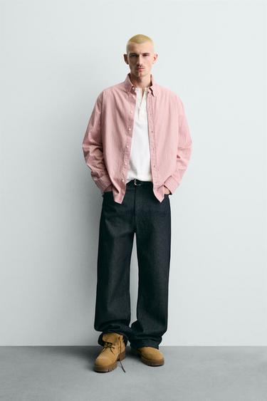 STRIPED RELAXED FIT SHIRT - Pink by Zara