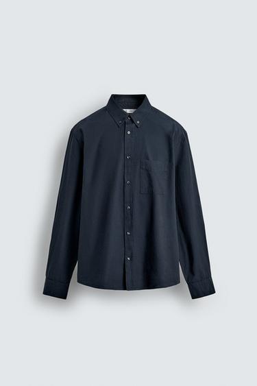 REGULAR FIT COTTON SHIRT - Blue by Zara